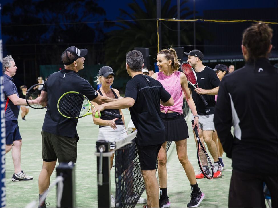 Players after a social tennis match at Elsternwick Park